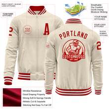 Загрузить изображение в средство просмотра галереи, Custom Cream Red-White Bomber Varsity Letterman Zipper Jacket