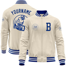 Загрузить изображение в средство просмотра галереи, Custom Cream Royal-White Bomber Varsity Letterman Zipper Jacket