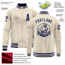 Laden Sie das Bild in den Galerie-Viewer, Custom Cream Navy-White Bomber Varsity Letterman Zipper Jacket