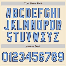 Laden Sie das Bild in den Galerie-Viewer, Custom Cream Light Blue-Navy Bomber Varsity Letterman Zipper Jacket