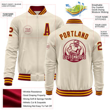 Загрузить изображение в средство просмотра галереи, Custom Cream Crimson-Gold Bomber Varsity Letterman Zipper Jacket