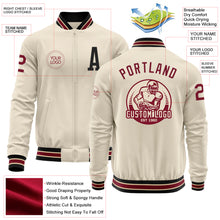 Laden Sie das Bild in den Galerie-Viewer, Custom Cream Crimson Black-City Cream Bomber Varsity Letterman Zipper Jacket
