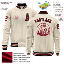 Laden Sie das Bild in den Galerie-Viewer, Custom Cream Crimson Black-City Cream Bomber Varsity Letterman Zipper Jacket