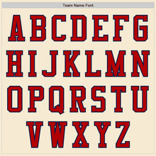 Laden Sie das Bild in den Galerie-Viewer, Custom Cream Red Navy-White Bomber Varsity Letterman Zipper Jacket