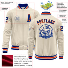 Laden Sie das Bild in den Galerie-Viewer, Custom Cream Royal Orange-White Bomber Varsity Letterman Zipper Jacket