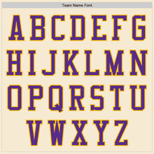 Laden Sie das Bild in den Galerie-Viewer, Custom Cream Purple Gold-White Bomber Varsity Letterman Zipper Jacket