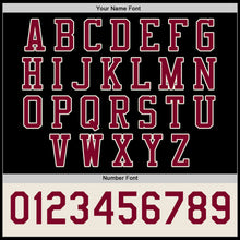 Laden Sie das Bild in den Galerie-Viewer, Custom Black Maroon-Cream Bomber Full-Snap Varsity Letterman Two Tone Jacket