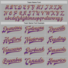 Laden Sie das Bild in den Galerie-Viewer, Custom Gray Purple-Old Gold Bomber Full-Snap Varsity Letterman Two Tone Jacket