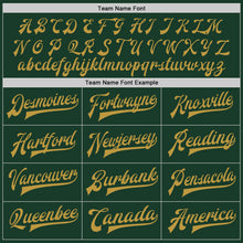 Load image into Gallery viewer, Custom Green Old Gold-Cream Bomber Full-Snap Varsity Letterman Two Tone Jacket