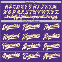 Laden Sie das Bild in den Galerie-Viewer, Custom Purple White-Old Gold Bomber Full-Snap Varsity Letterman Two Tone Jacket