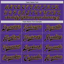 Laden Sie das Bild in den Galerie-Viewer, Custom Purple Black-Old Gold Bomber Full-Snap Varsity Letterman Two Tone Jacket