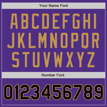 Laden Sie das Bild in den Galerie-Viewer, Custom Purple Black-Old Gold Bomber Full-Snap Varsity Letterman Two Tone Jacket