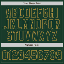 Загрузить изображение в средство просмотра галереи, Custom Green Old Gold Bomber Full-Snap Varsity Letterman Hoodie Jacket