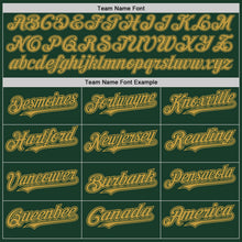 Загрузить изображение в средство просмотра галереи, Custom Green Old Gold Bomber Full-Snap Varsity Letterman Hoodie Jacket