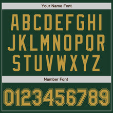 Загрузить изображение в средство просмотра галереи, Custom Green Old Gold Bomber Full-Snap Varsity Letterman Hoodie Jacket