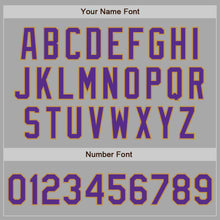 Laden Sie das Bild in den Galerie-Viewer, Custom Gray Purple-Old Gold Bomber Full-Snap Varsity Letterman Hoodie Jacket