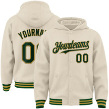 Charger l'image dans la galerie, Custom Cream Green-Old Gold Bomber Full-Snap Varsity Letterman Hoodie Jacket