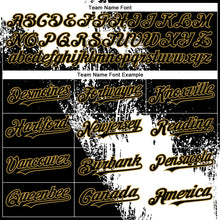 Laden Sie das Bild in den Galerie-Viewer, Custom Black White-Old Gold Abstract Brush Stroke 3D Pattern Design Bomber Full-Snap Varsity Letterman Hoodie Jacket