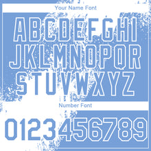 Laden Sie das Bild in den Galerie-Viewer, Custom Light Blue White Abstract Brush Stroke 3D Pattern Design Bomber Full-Snap Varsity Letterman Hoodie Jacket