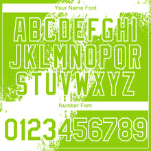 Load image into Gallery viewer, Custom Neon Green White Abstract Brush Stroke 3D Pattern Design Bomber Full-Snap Varsity Letterman Hoodie Jacket