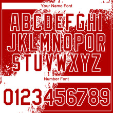 Laden Sie das Bild in den Galerie-Viewer, Custom Red White Abstract Brush Stroke 3D Pattern Design Bomber Full-Snap Varsity Letterman Hoodie Jacket