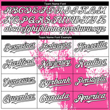 Laden Sie das Bild in den Galerie-Viewer, Custom White Pink-Black Abstract Brush Stroke 3D Pattern Design Bomber Full-Snap Varsity Letterman Hoodie Jacket