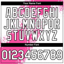 Laden Sie das Bild in den Galerie-Viewer, Custom White Pink-Black Abstract Brush Stroke 3D Pattern Design Bomber Full-Snap Varsity Letterman Hoodie Jacket