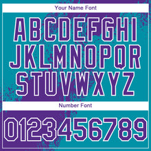 Charger l'image dans la galerie, Custom Aqua Purple Black Pink-White Abstract Brush Stroke 3D Pattern Design Bomber Full-Snap Varsity Letterman Hoodie Jacket