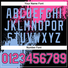 Charger l'image dans la galerie, Custom Black Pink-Light Blue Abstract Brush Stroke 3D Pattern Design Bomber Full-Snap Varsity Letterman Hoodie Jacket