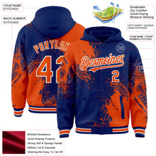 Charger l'image dans la galerie, Custom Royal Orange-White Abstract Brush Stroke 3D Pattern Design Bomber Full-Snap Varsity Letterman Hoodie Jacket