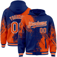 Charger l'image dans la galerie, Custom Royal Orange-White Abstract Brush Stroke 3D Pattern Design Bomber Full-Snap Varsity Letterman Hoodie Jacket
