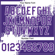 Charger l'image dans la galerie, Custom Purple White Abstract Brush Stroke 3D Pattern Design Bomber Full-Snap Varsity Letterman Hoodie Jacket