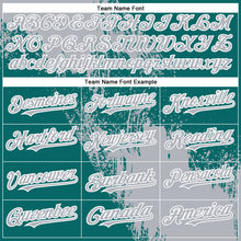 Charger l'image dans la galerie, Custom Teal Gray-White Abstract Brush Stroke 3D Pattern Design Bomber Full-Snap Varsity Letterman Hoodie Jacket