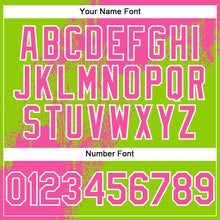 Charger l'image dans la galerie, Custom Neon Green Pink-White Abstract Brush Stroke 3D Pattern Design Bomber Full-Snap Varsity Letterman Hoodie Jacket