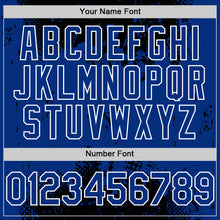 Load image into Gallery viewer, Custom Black Royal-White Splash Art 3D Pattern Design Bomber Full-Snap Varsity Letterman Hoodie Jacket