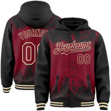Load image into Gallery viewer, Custom Black Crimson-Cream Splash Art 3D Pattern Design Bomber Full-Snap Varsity Letterman Hoodie Jacket