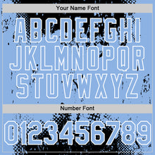 Load image into Gallery viewer, Custom Black Light Blue-White Splash Art 3D Pattern Design Bomber Full-Snap Varsity Letterman Hoodie Jacket