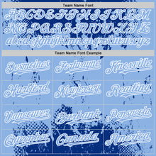 Load image into Gallery viewer, Custom Royal Light Blue-White Splash Art 3D Pattern Design Bomber Full-Snap Varsity Letterman Hoodie Jacket