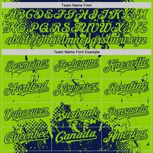 Load image into Gallery viewer, Custom Navy Neon Green Splash Art 3D Pattern Design Bomber Full-Snap Varsity Letterman Hoodie Jacket