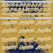 Load image into Gallery viewer, Custom Navy Old Gold-White Splash Art 3D Pattern Design Bomber Full-Snap Varsity Letterman Hoodie Jacket