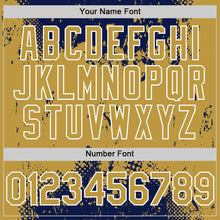 Load image into Gallery viewer, Custom Navy Old Gold-White Splash Art 3D Pattern Design Bomber Full-Snap Varsity Letterman Hoodie Jacket