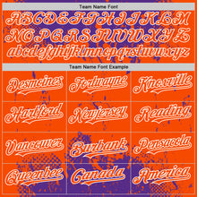 Load image into Gallery viewer, Custom Purple Orange-White Splash Art 3D Pattern Design Bomber Full-Snap Varsity Letterman Hoodie Jacket