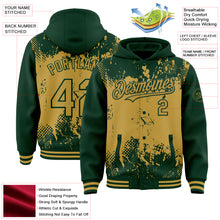 Загрузить изображение в средство просмотра галереи, Custom Green Old Gold Splash Art 3D Pattern Design Bomber Full-Snap Varsity Letterman Hoodie Jacket