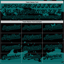 Load image into Gallery viewer, Custom Black Teal Splash Art 3D Pattern Design Bomber Full-Snap Varsity Letterman Hoodie Jacket