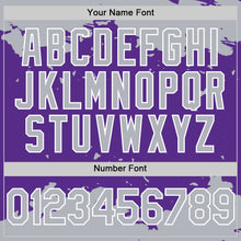 Load image into Gallery viewer, Custom Purple Gray-White Splash Art 3D Pattern Design Bomber Full-Snap Varsity Letterman Hoodie Jacket
