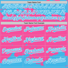 Load image into Gallery viewer, Custom Pink Sky Blue-White Splash Art 3D Pattern Design Bomber Full-Snap Varsity Letterman Hoodie Jacket