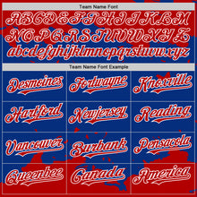 Load image into Gallery viewer, Custom Royal Red-White Splash Art 3D Pattern Design Bomber Full-Snap Varsity Letterman Hoodie Jacket