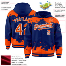 Load image into Gallery viewer, Custom Royal Orange-White Splash Art 3D Pattern Design Bomber Full-Snap Varsity Letterman Hoodie Jacket