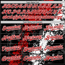 Load image into Gallery viewer, Custom Black Red-White Splash Art 3D Pattern Design Bomber Full-Snap Varsity Letterman Hoodie Jacket