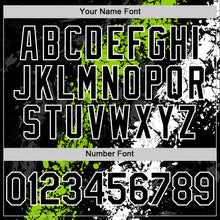 Load image into Gallery viewer, Custom Black Neon Green-White Splash Art 3D Pattern Design Bomber Full-Snap Varsity Letterman Hoodie Jacket